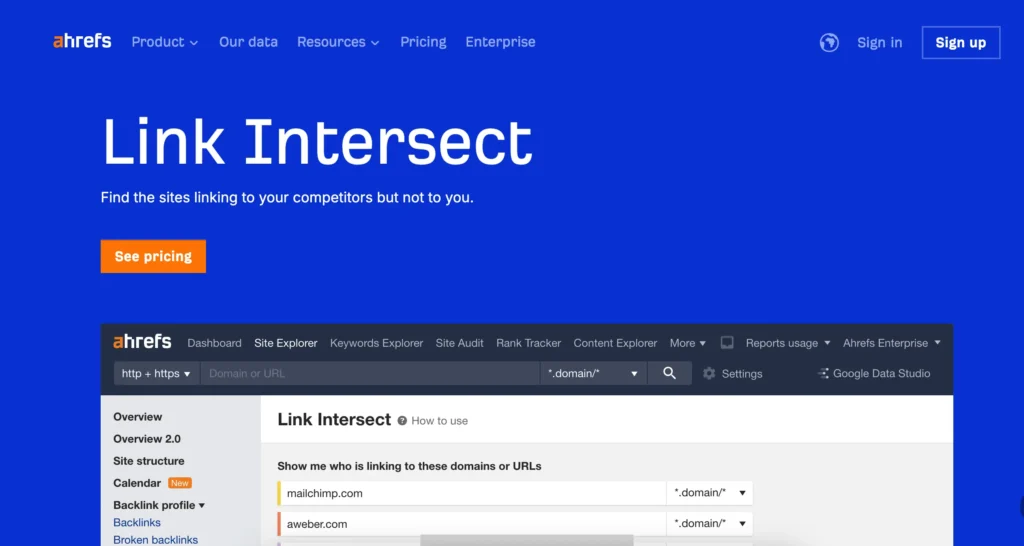 ahrefs link intersect tool